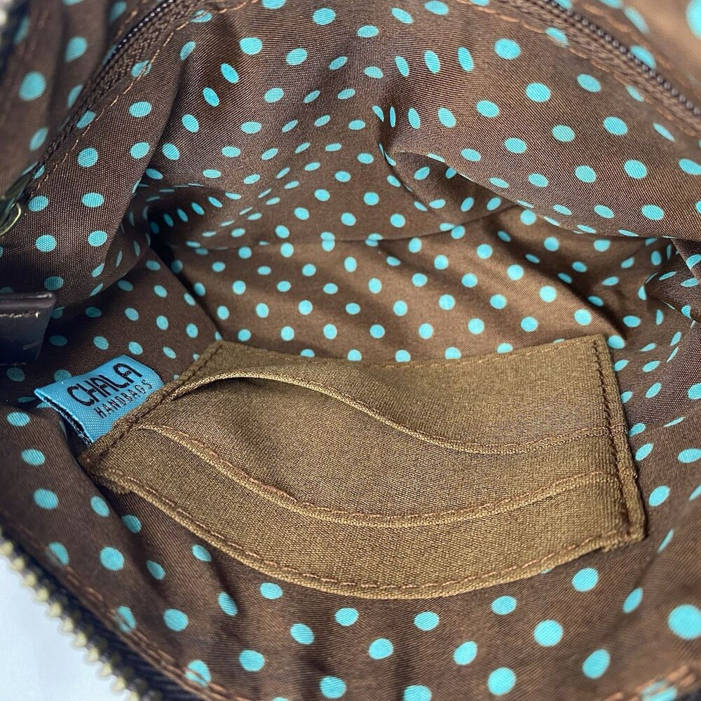 CHALA BUTTERFLY MINI CROSSBODY Strap Clutch Purse Teal Dot Pink Brown Spring Bag - Picture 6 of 14